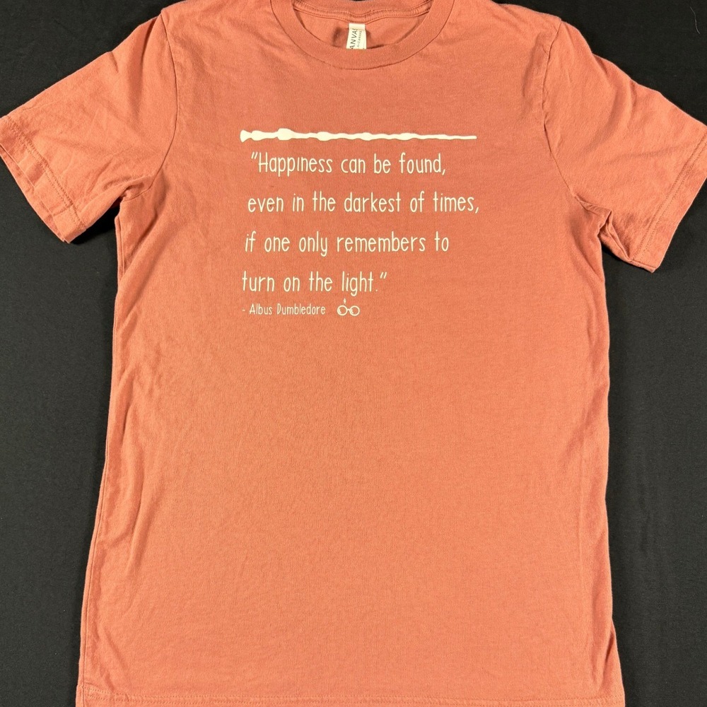 Bella Canvas Albus Dumbledore Quote‎ Graphic T-Shirt Orange Mens Small Wand Tee